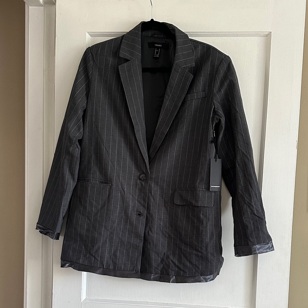 Pinstripe Blazer in Black and Gray